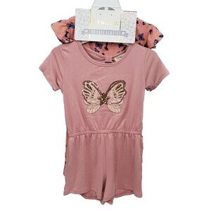 Btween Girls Rompers Size 6X Mauve and multicolor Short Sleeve Two Pack
